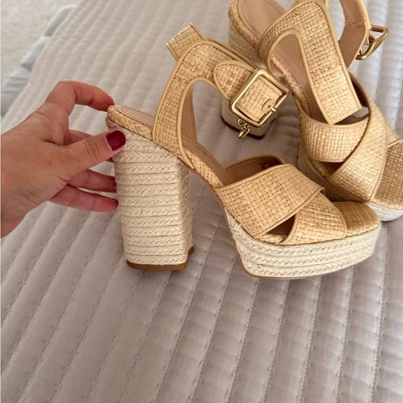 Coach Tan Woven Platform Heels - Picture 3 of 13
